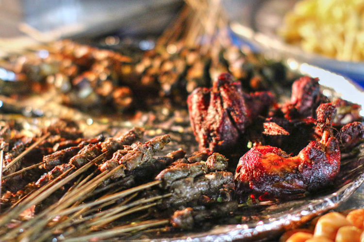A plate of Zanzibar Street Beef Mshikakis